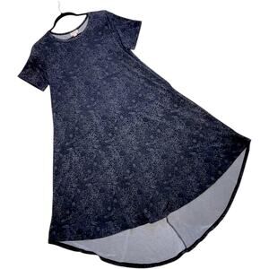 LuLaRoe Carly Dress XS Black Grey Batik Casual Boho High Low A-Line Swing